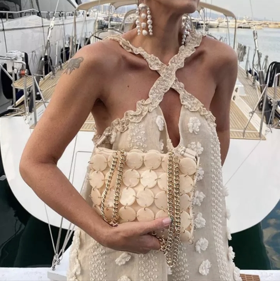 NWT BOHEMIAN BEACH VACATION RESORT LONG POM POM MAXI DRESS SIZE: SMALL-LARGE - Picture 13 of 16